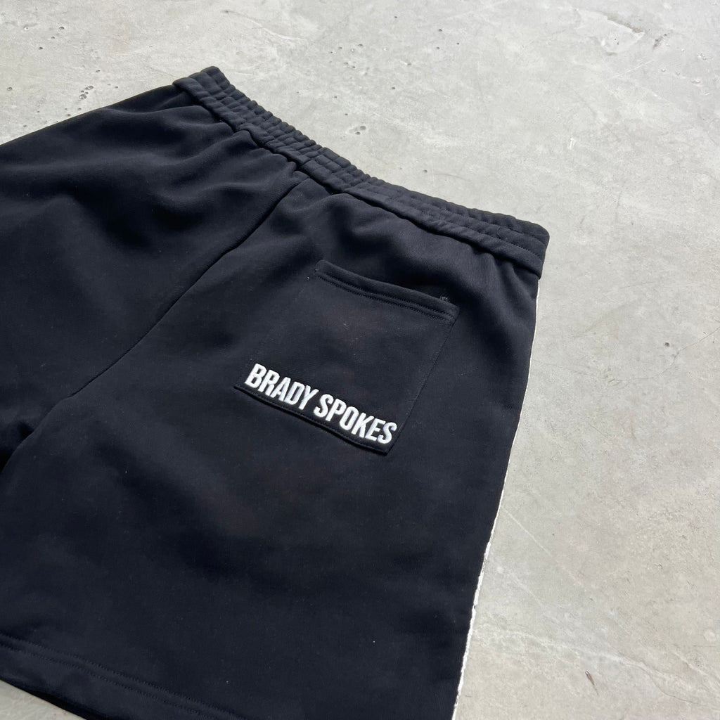 Black lace tape sweat shorts