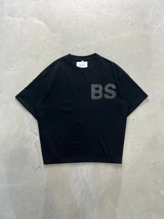 Black Croc Leather Appliqué T-Shirt