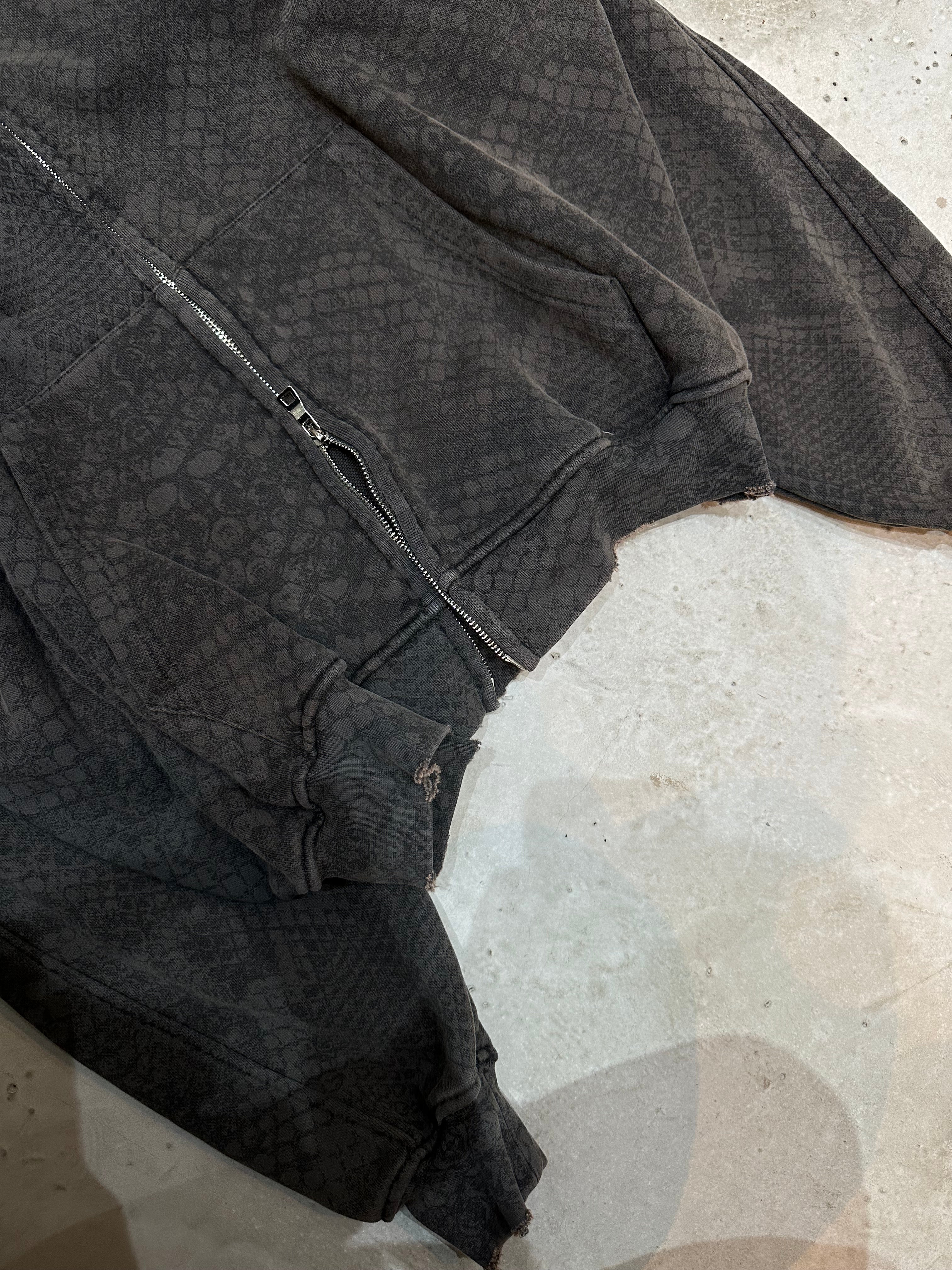 Washed snakeskin zip hoodie