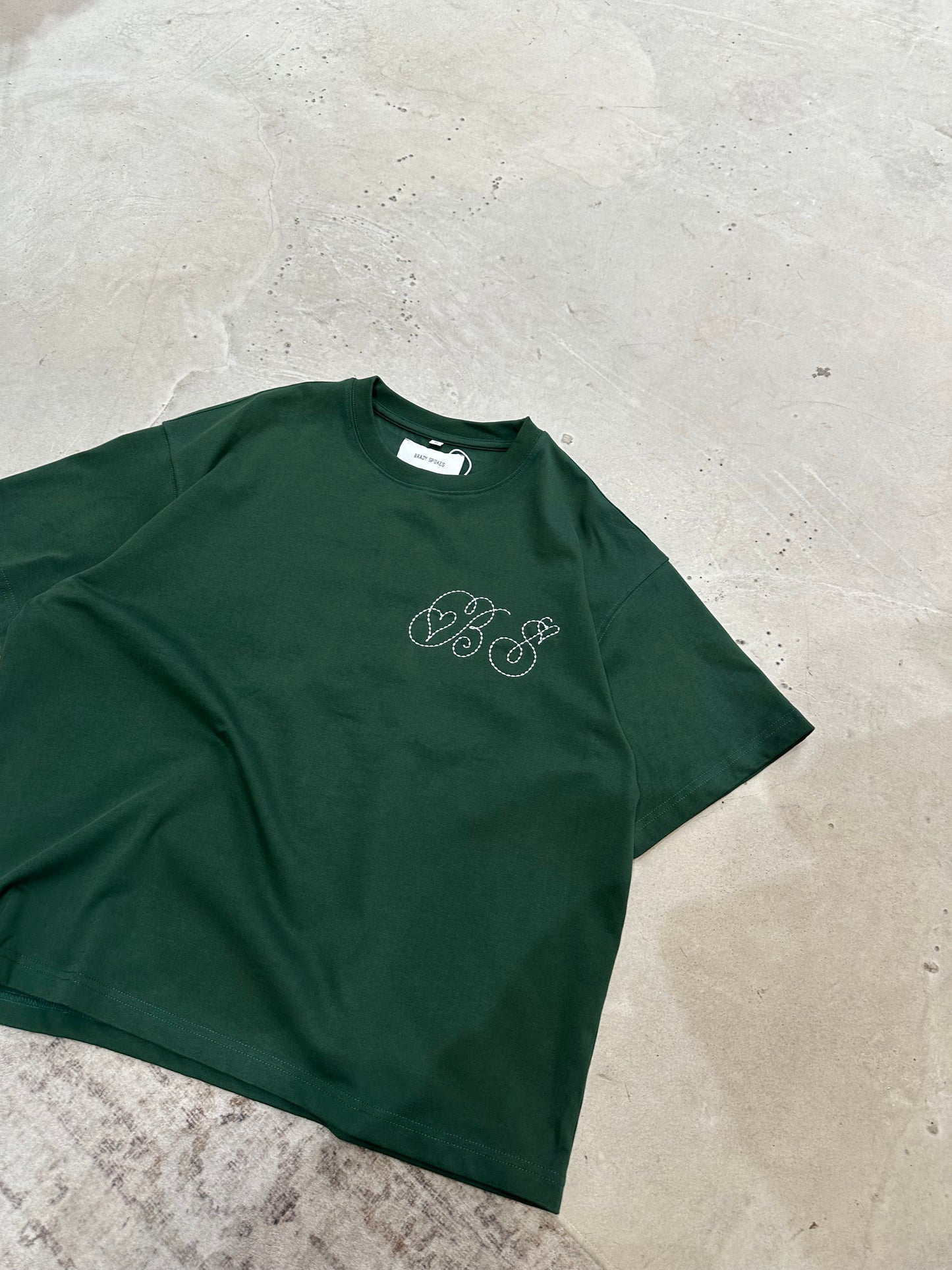Emerald green love script T-shirt