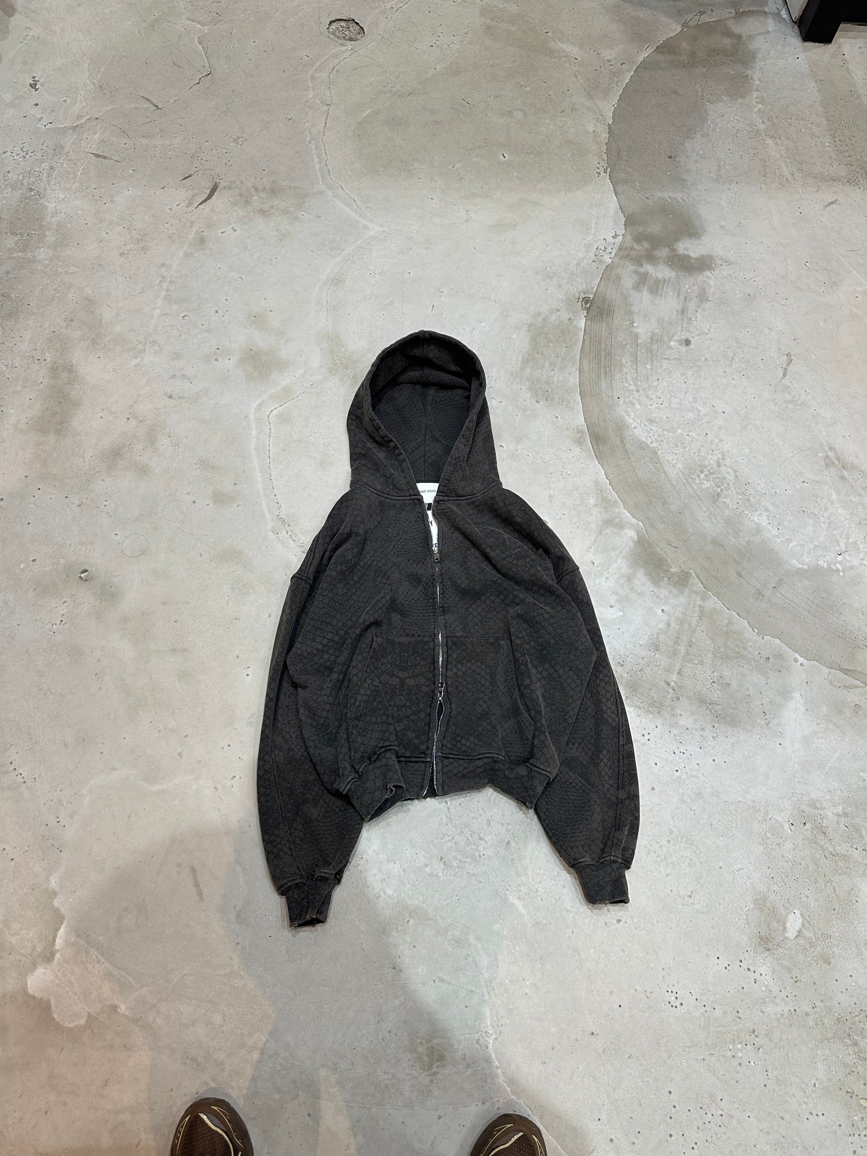 Washed snakeskin zip hoodie
