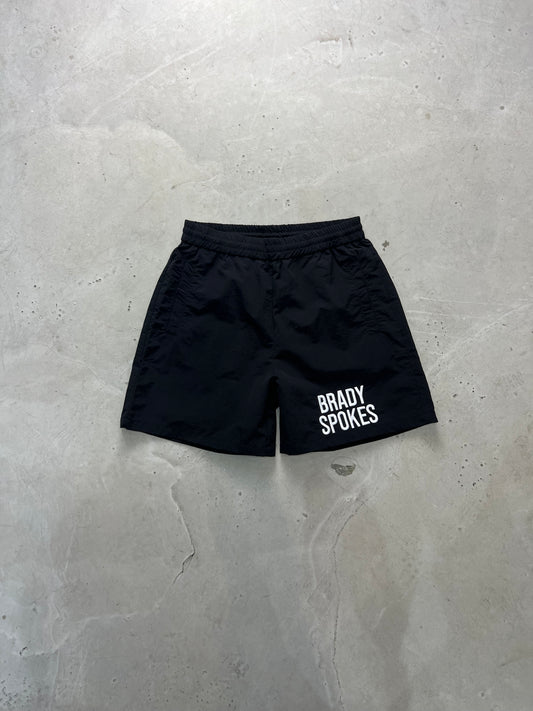 Black nylon shorts