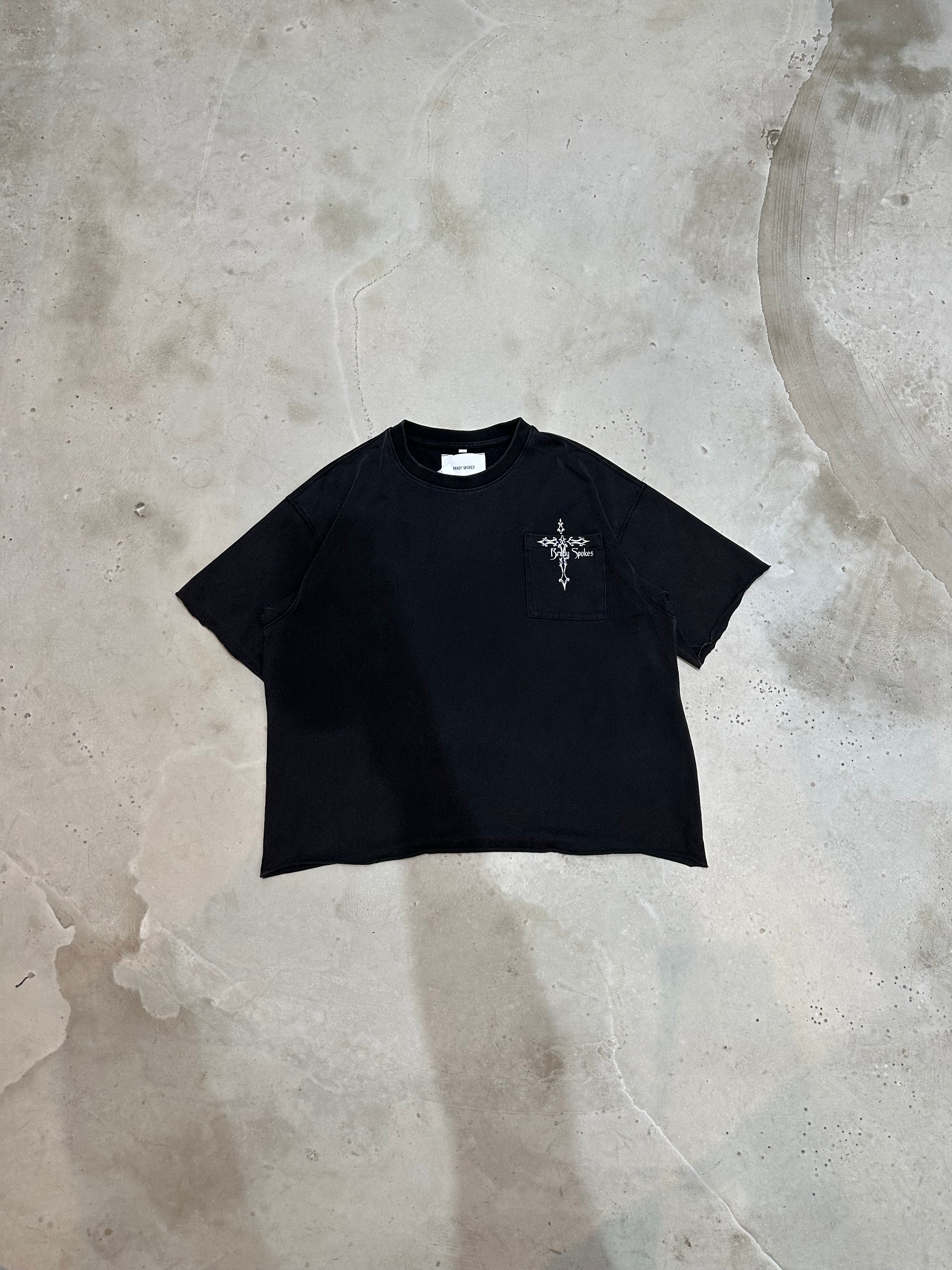 Washed Black Cross Heavyweight T-Shirt
