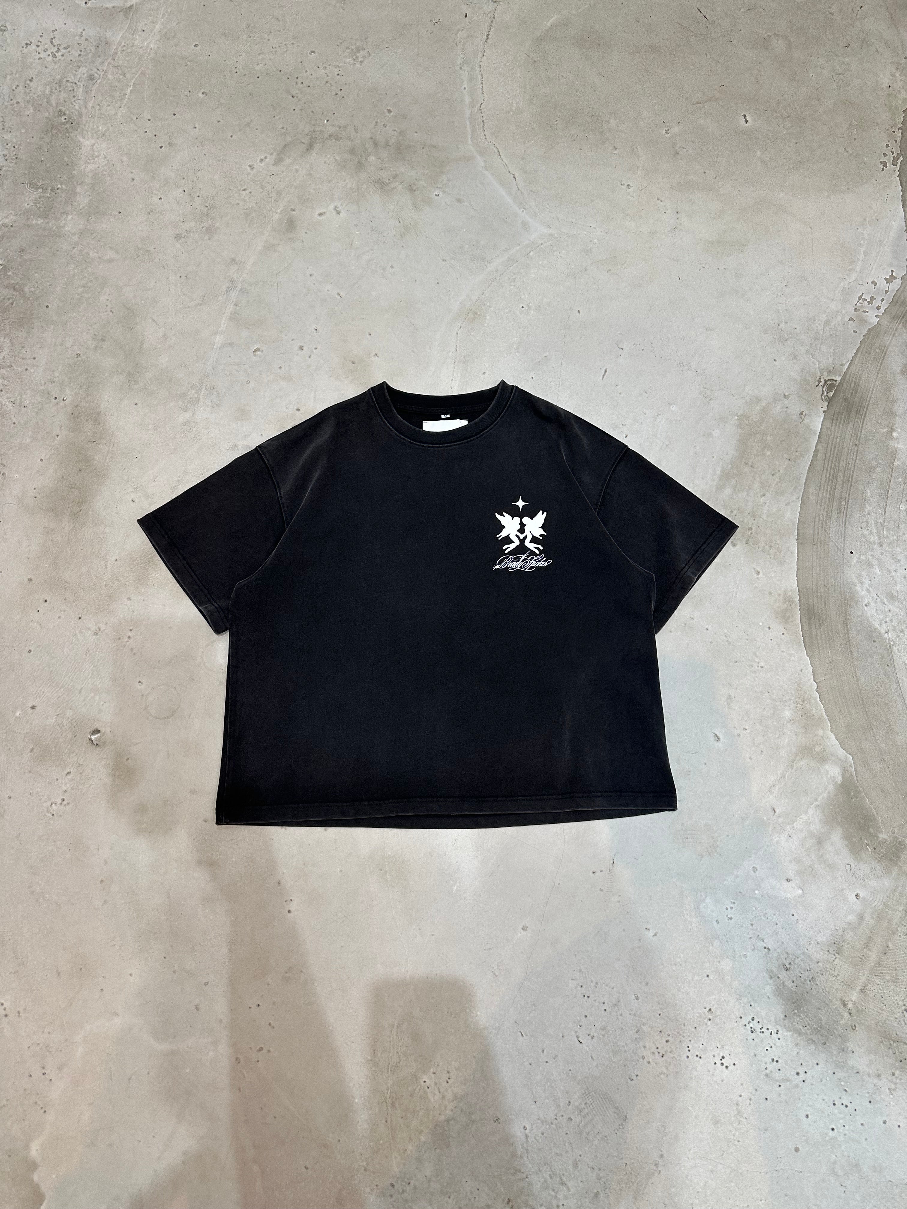 Washed Black Dancing Angels Heavyweight T-Shirt