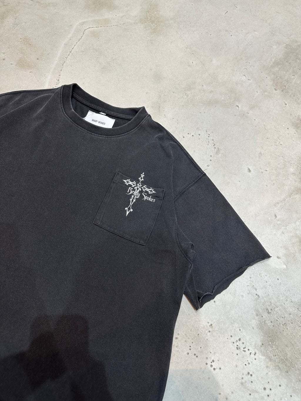 Washed Black Cross Heavyweight T-Shirt