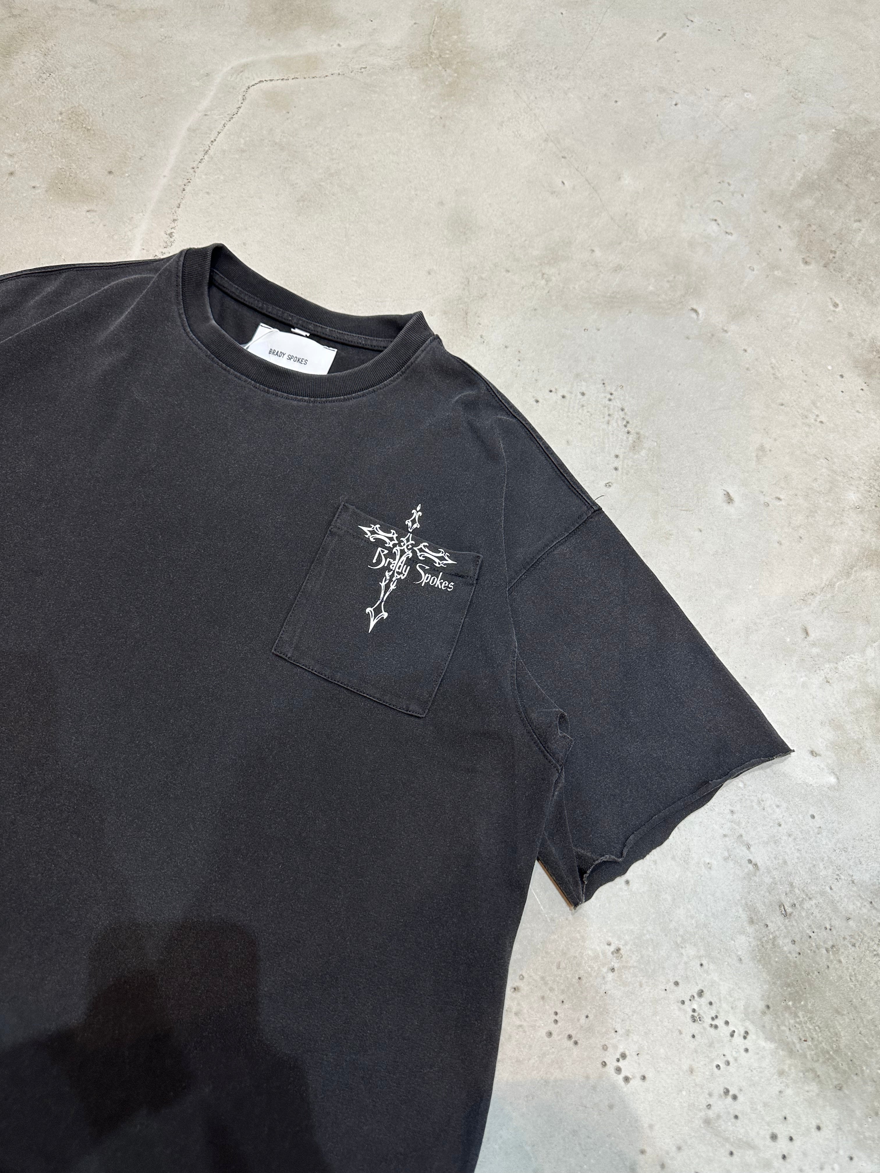 Washed Black Cross Heavyweight T-Shirt