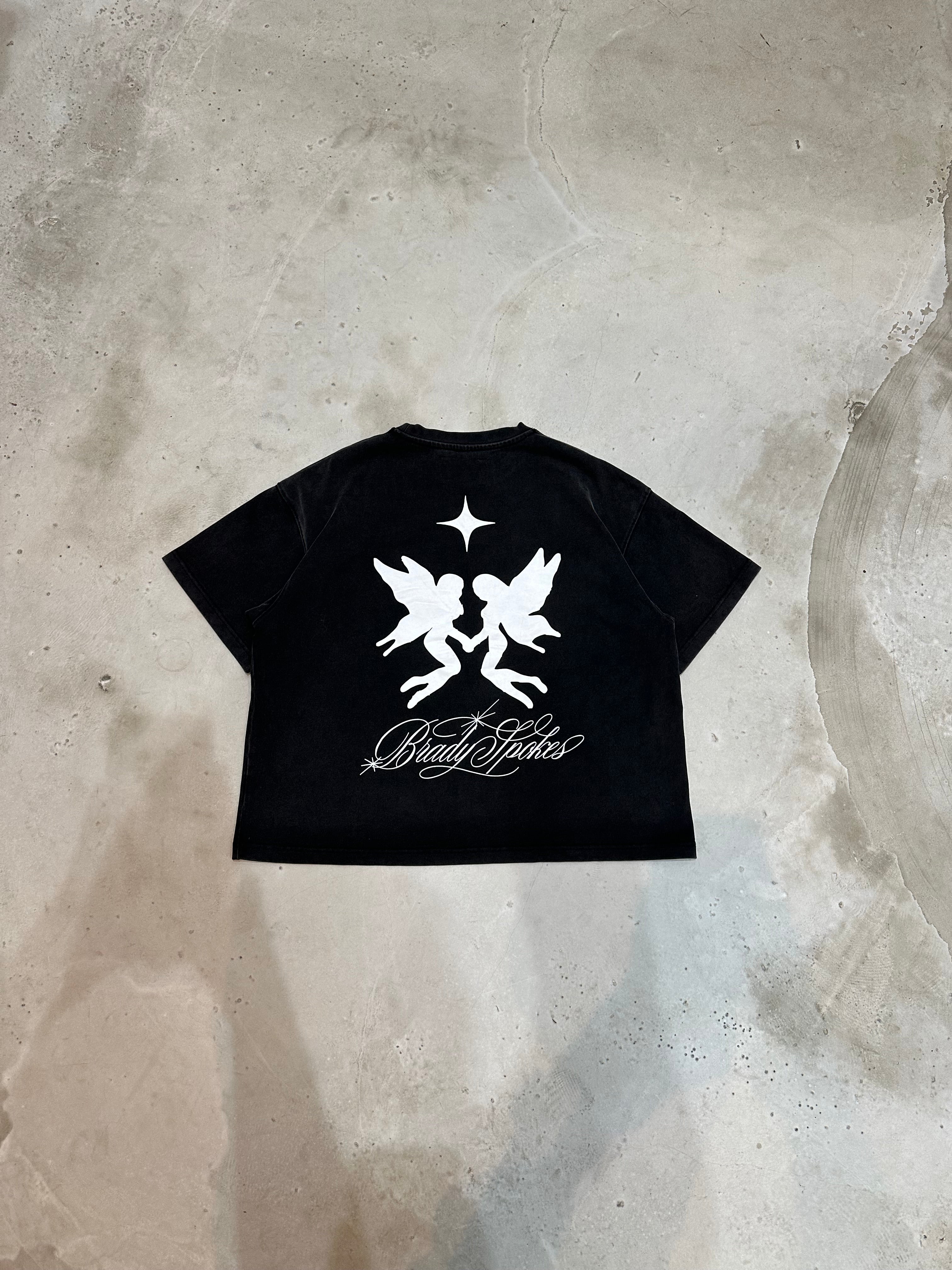 Washed Black Dancing Angels Heavyweight T-Shirt