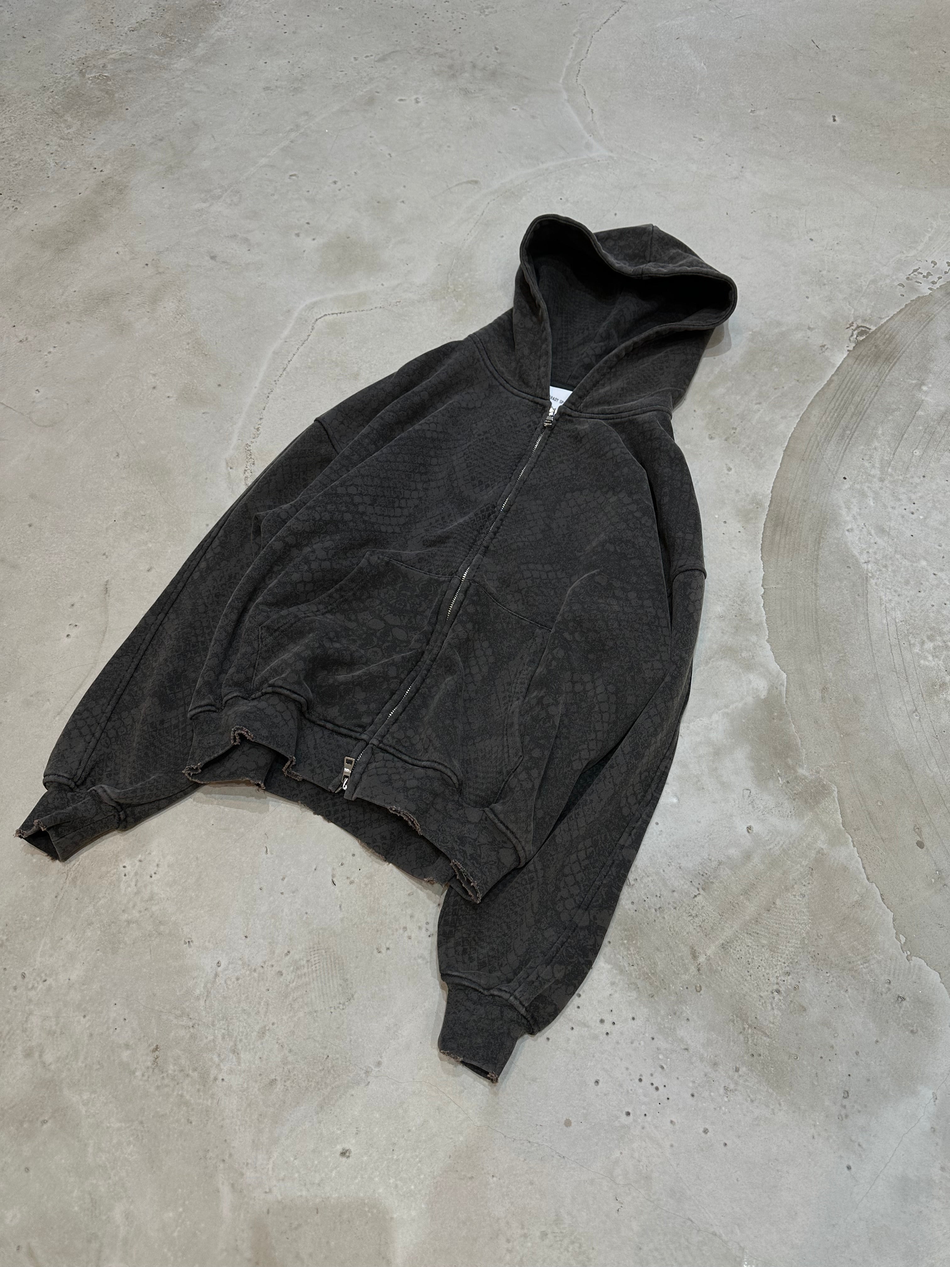 Washed snakeskin zip hoodie